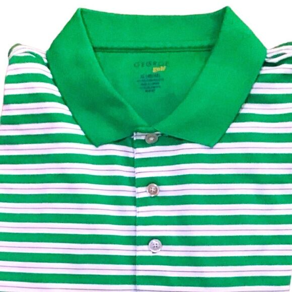 George Golf Polo Shirt Green Striped Size XL - Picture 2 of 4